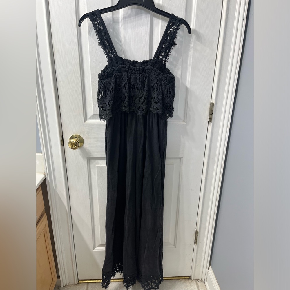 Free People In Your Dreams Crochet Flowy Boho Jumpsuit Oversized Size Small - Picture 8 of 12
